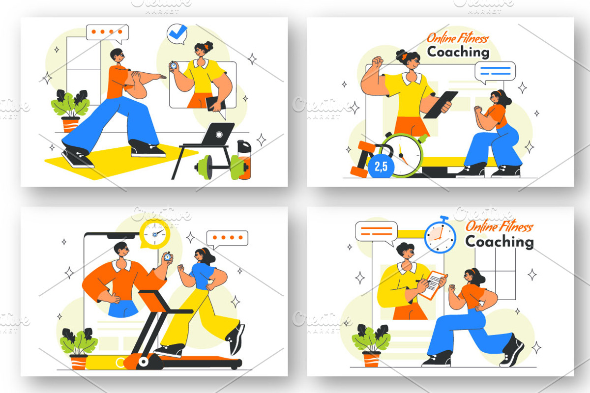 10 Online Fitness Coaching Vector, a Sport Illustration by denayunebgt (Photo 2 of 4)