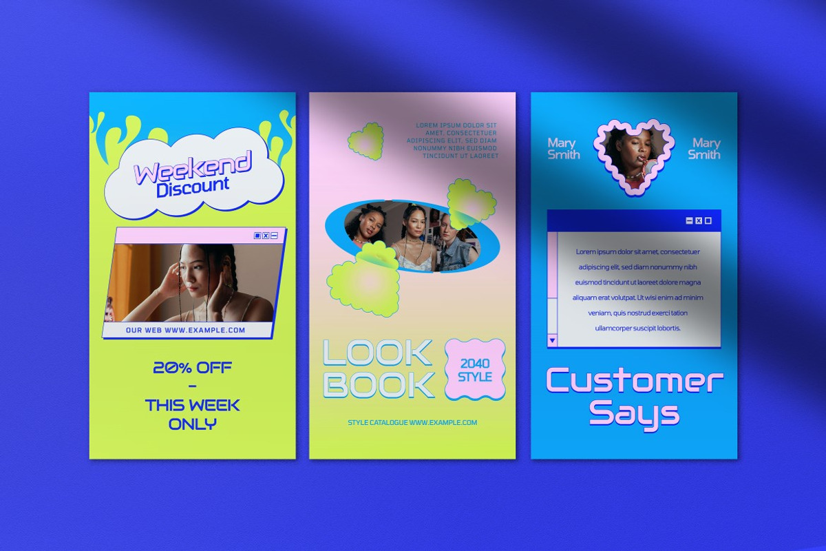 Blue Y2K Fashion Instagram Pack, a Social Media Template by graphicook (Photo 4 of 5)