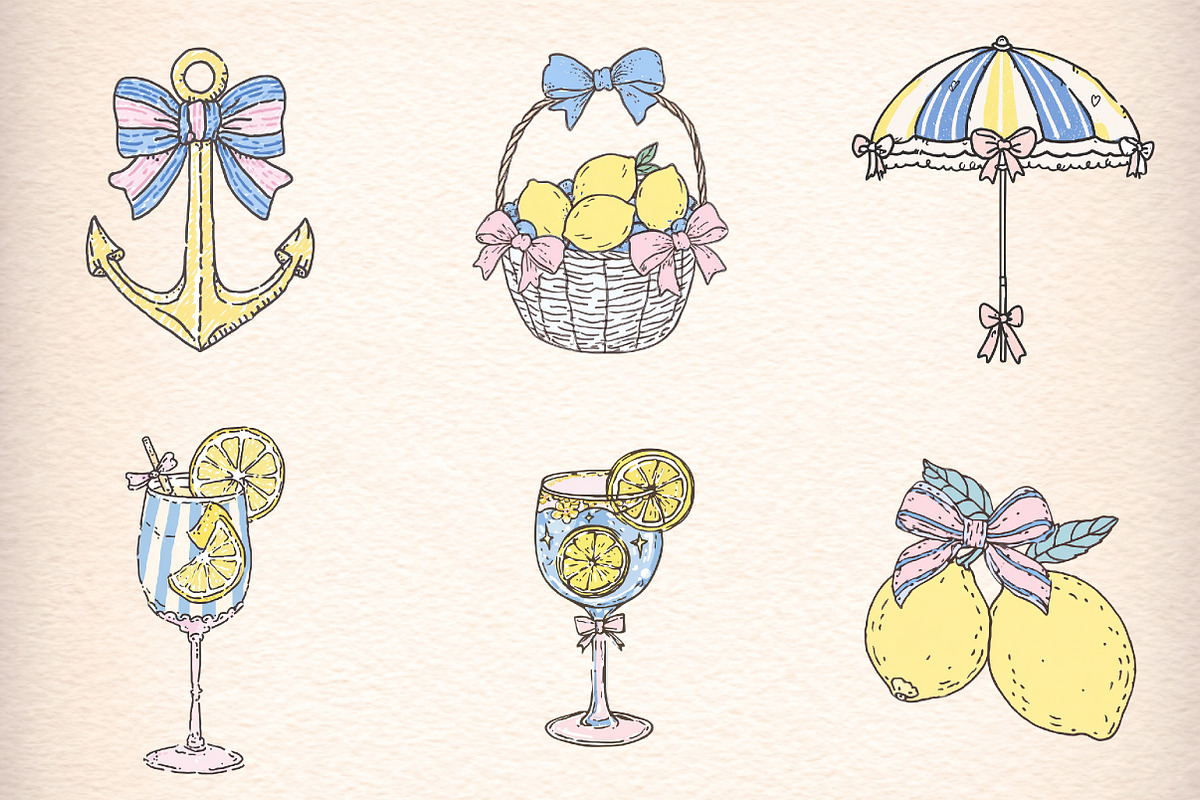 Girly Lemon Summer Clipart, an Illustration by Digital Artistic99 (Photo 4 of 11)