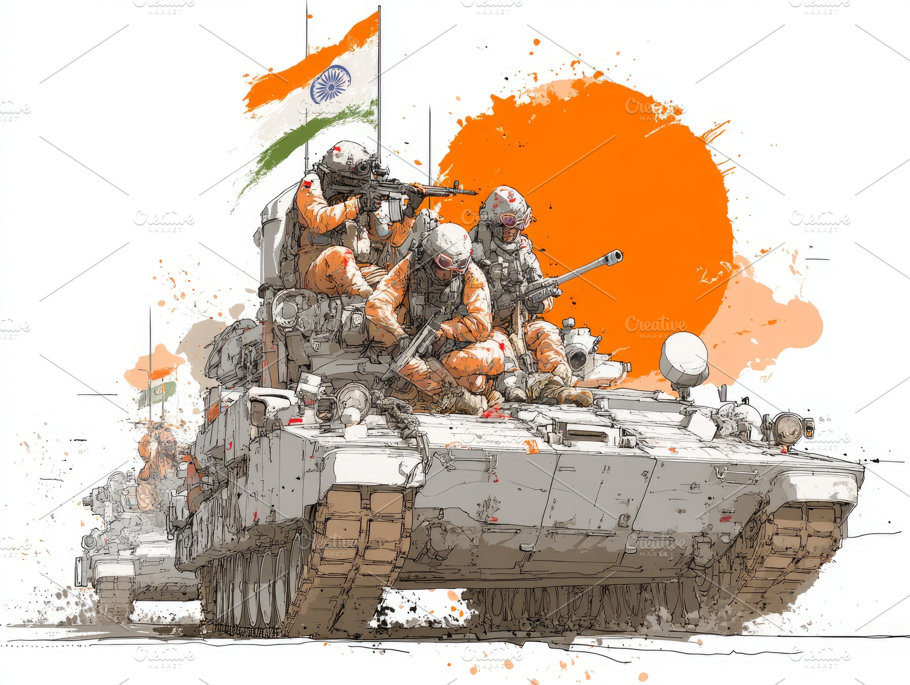 Indian army soldiers and tank., a Photo by Pictures for you!!!!!!!!!