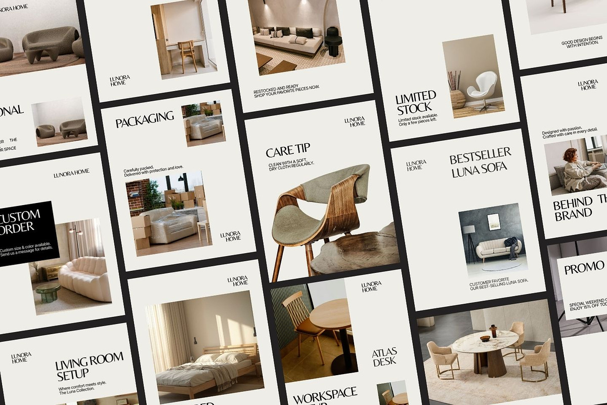 LUNORA — Editorial Furniture IG Kit, a Social Media Template by ShowUp! Studio (Photo 5 of 6)