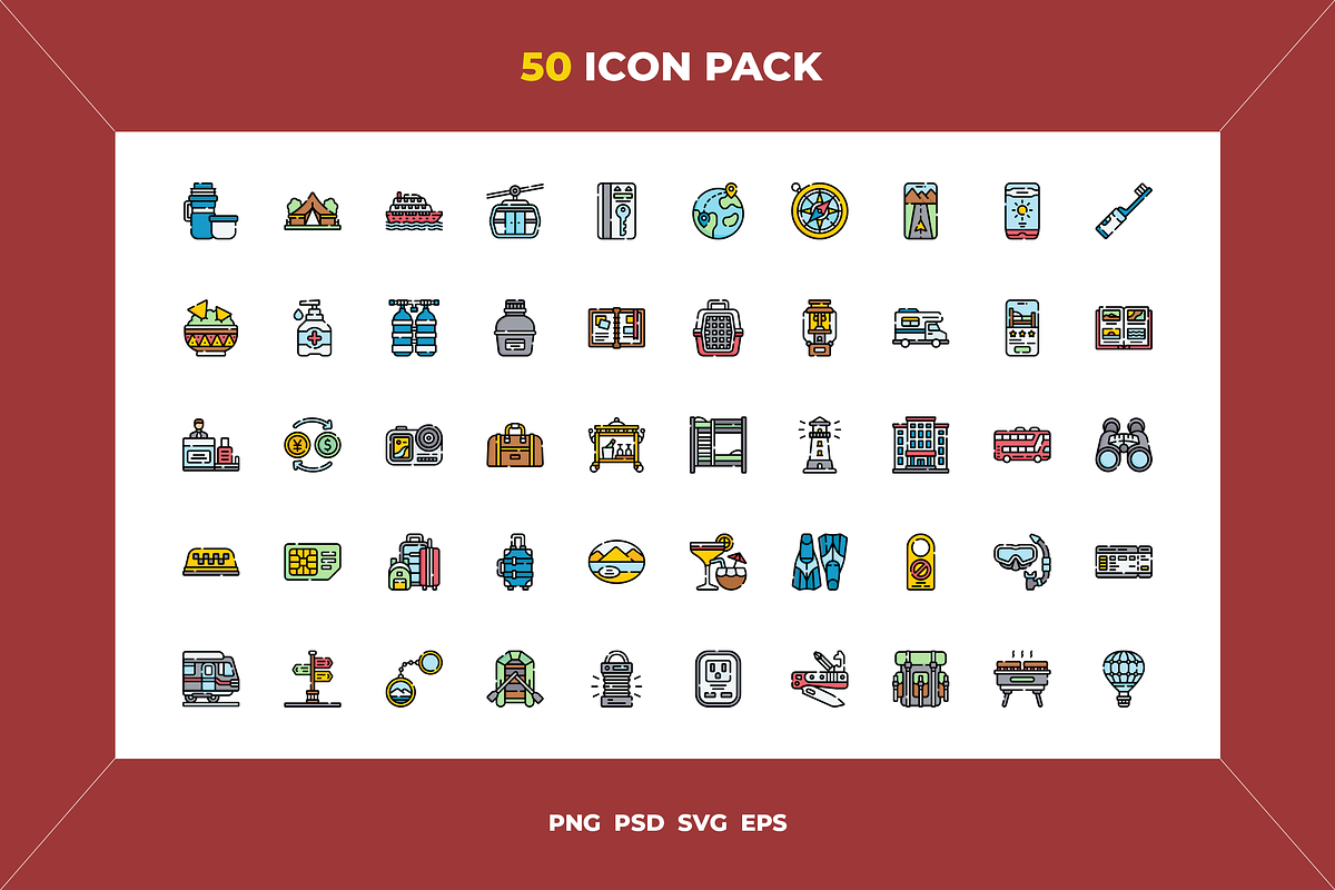 Travel icons, an Outline Icon by Wencory (Photo 1 of 2)