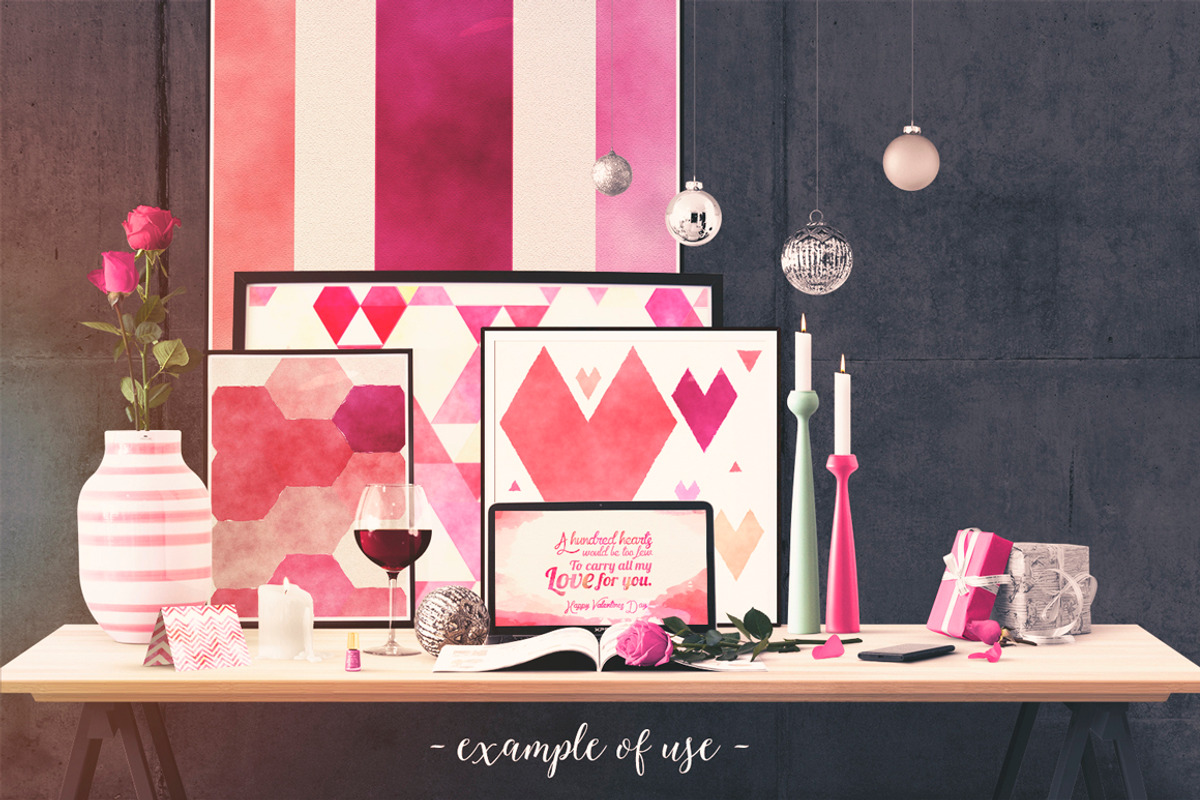 Watercolor Valentines Digital Papers preview 3