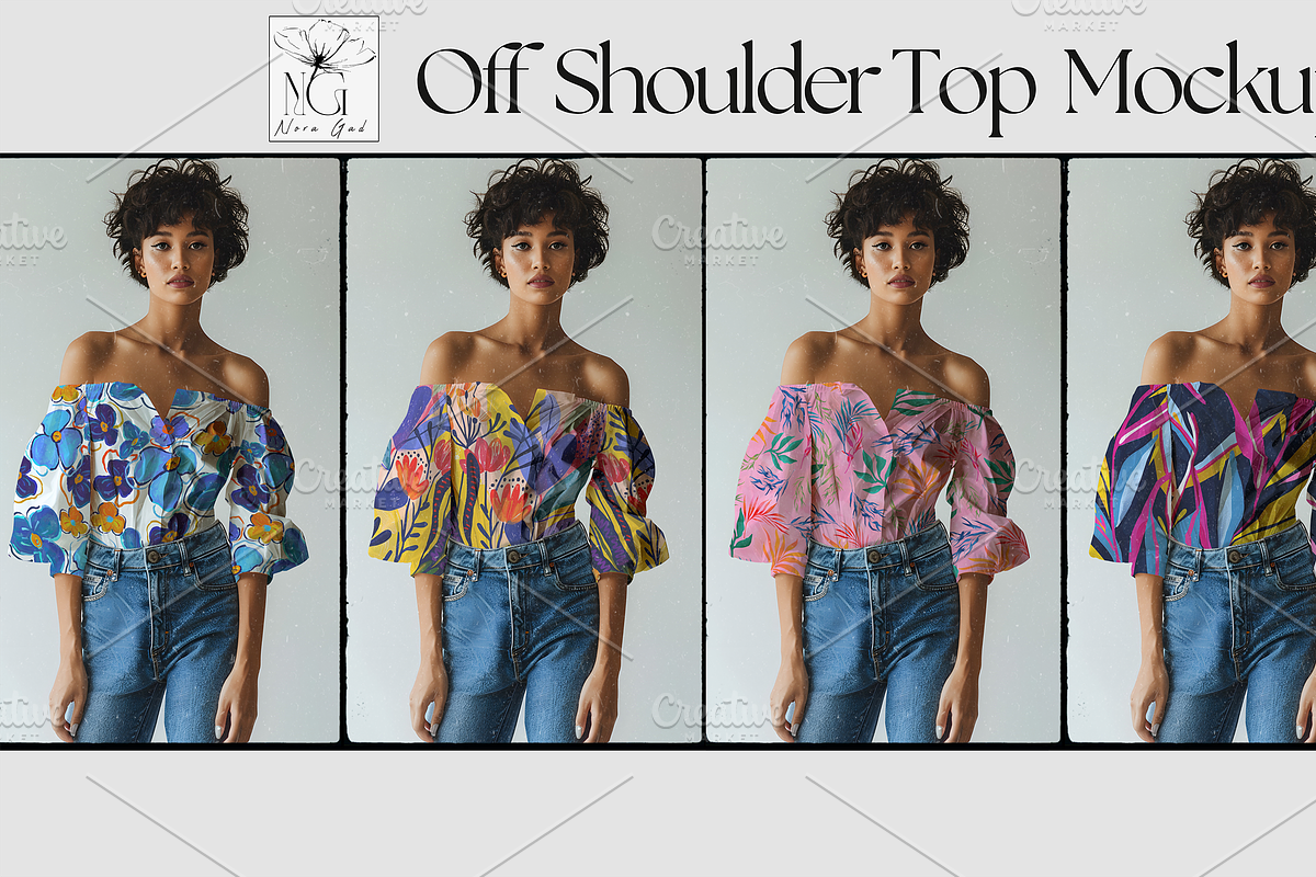 Off Shoulder Top Mockup, an Apparel Mockup by Nora Gad (Photo 1 of 14)