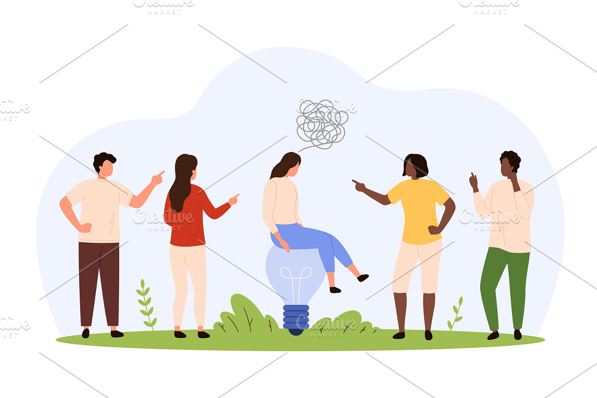 Bullying Sad Mental Health, a Person Illustration by Flashvector