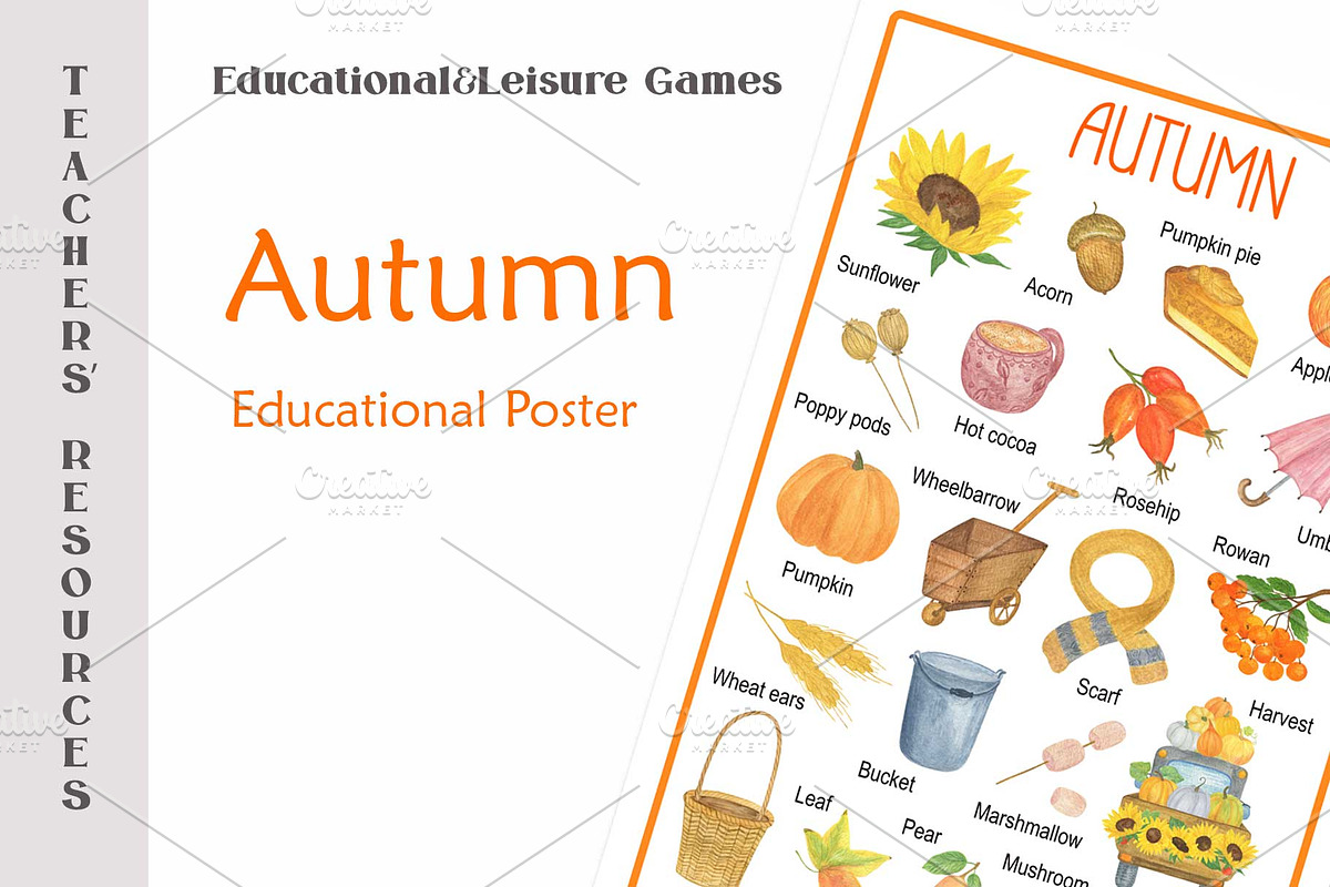 Autumn/Fall Educational Poster, an Education Illustration by Contes_de_fée (Photo 1 of 3)