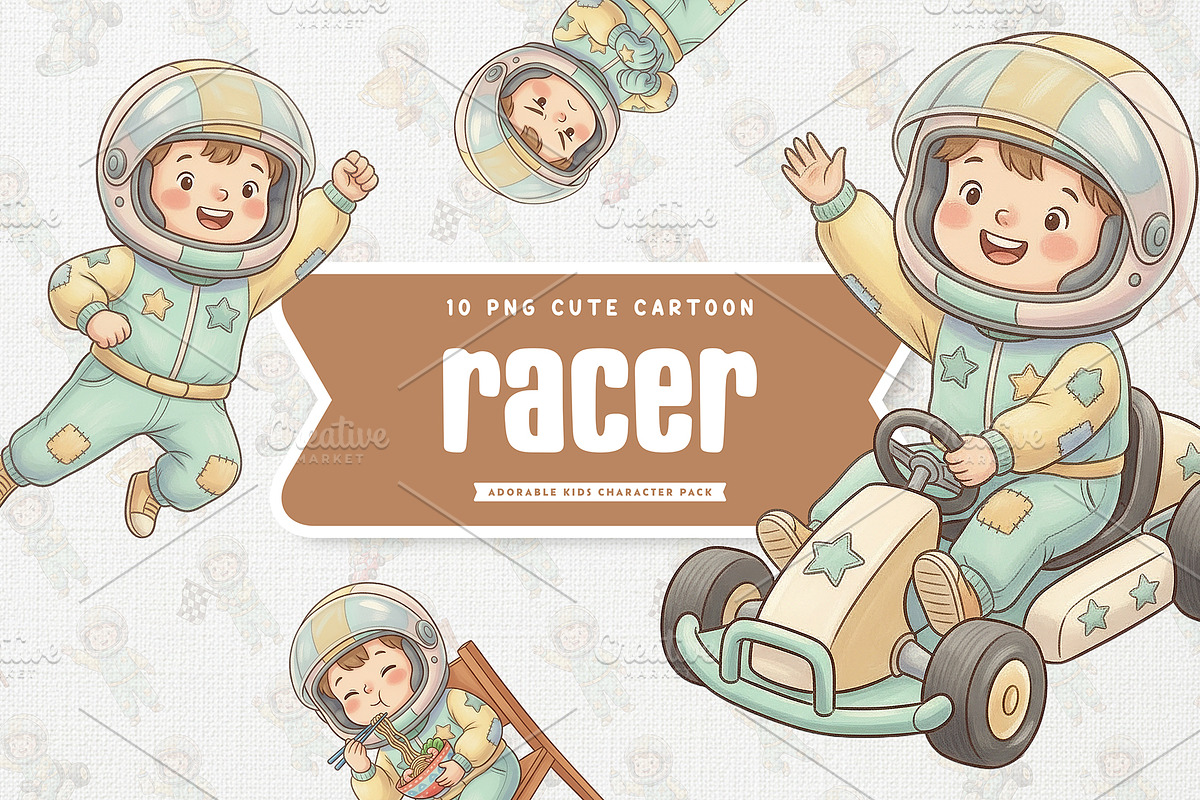 Charming Racer Cute Kids Cartoon, a Sport Illustration by Gohsantosa (Photo 1 of 4)