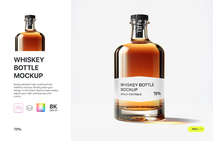 Realistic Whiskey Bottle Mockup, a Packaging Mockup by TIFFS