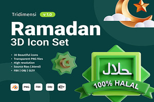 3D Ramadan Icon Set, a Food & Drink 3D Model by Lumina_ui_ux202