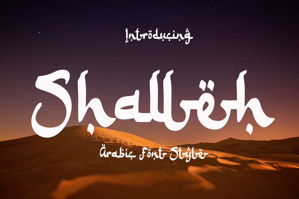 Shalleh - Arabic Style, a Script Font by Akifatype. (Photo 1 of 7)