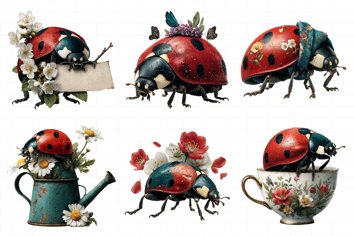 Whimsical Ladybug Spring Set Clipart, an Illustration by Daily.Designs (Photo 7 of 7)