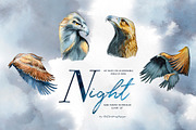 Hand-Painted Night Clipart Set, an Animal Illustration by ArtCreationsDesign (Thumbnail 14 of 29)