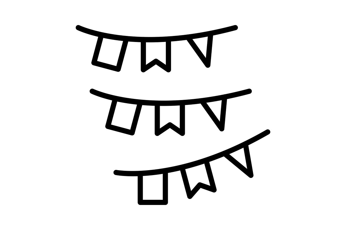 Bunting Line Icon, an Icon by Pexelpy