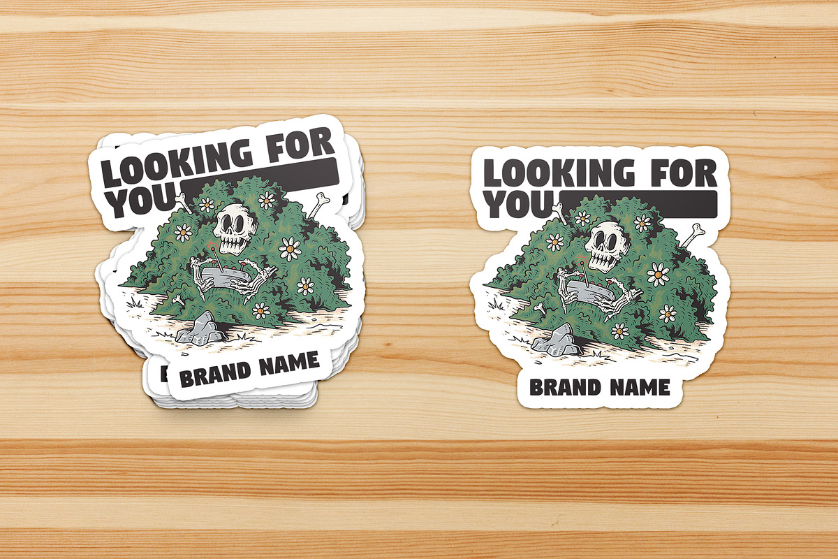 Skeleton Hiding in Bush with Remote, a Branding & Logo Template by Judsart (Photo 3 of 3)