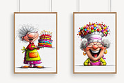 Quirky Birthday old woman clipart, an Illustration by Libby Wishes (Thumbnail 3 of 7)