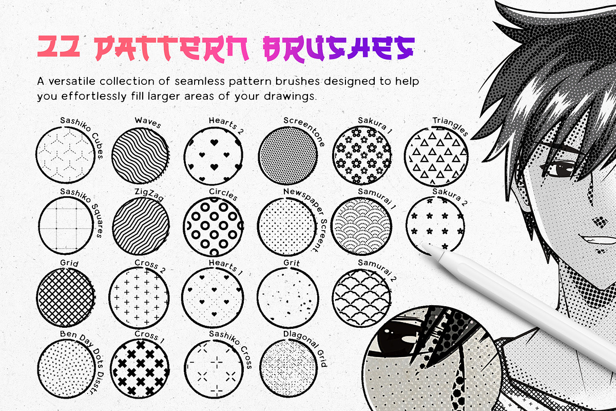 140 Procreate Manga Brushes, a Brush Add-On by RadekBroz (Photo 4 of 9)