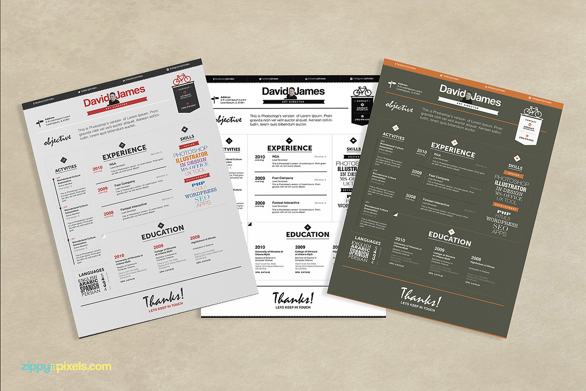 Resume & Cover Letter Template Set, a Resume Template by ZippyPixels (Photo 2 of 6)