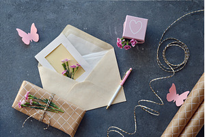 Envelope with small flowers and, a Background Photo by tilialucida