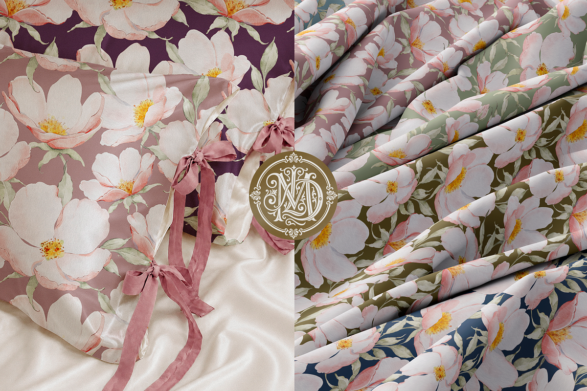 Château Rose Watercolor Patterns, a Pattern Graphic by Deveze Art & Co (Photo 9 of 10)