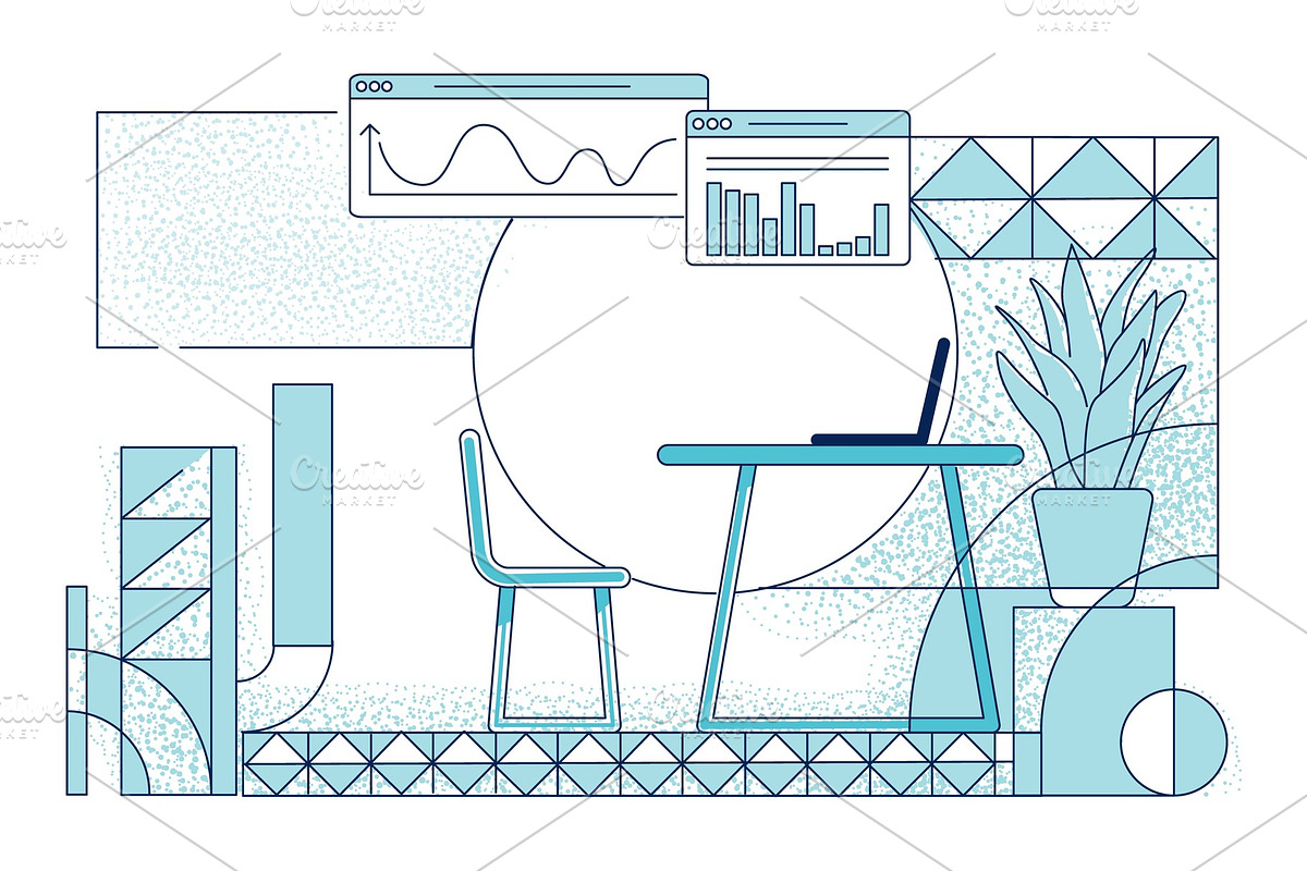 Modern office room interior, a Person Illustration by IMG visuals characters