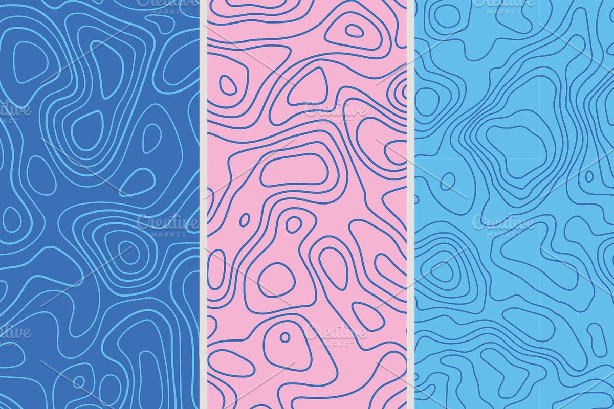 9 Topographic Maps Seamless Patterns, a Pattern Graphic by Abstracto-Create