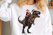 Dinosaur T-Rex Christmas Santa PNG, an Illustration by SinaCreation (Thumbnail 4 of 7)