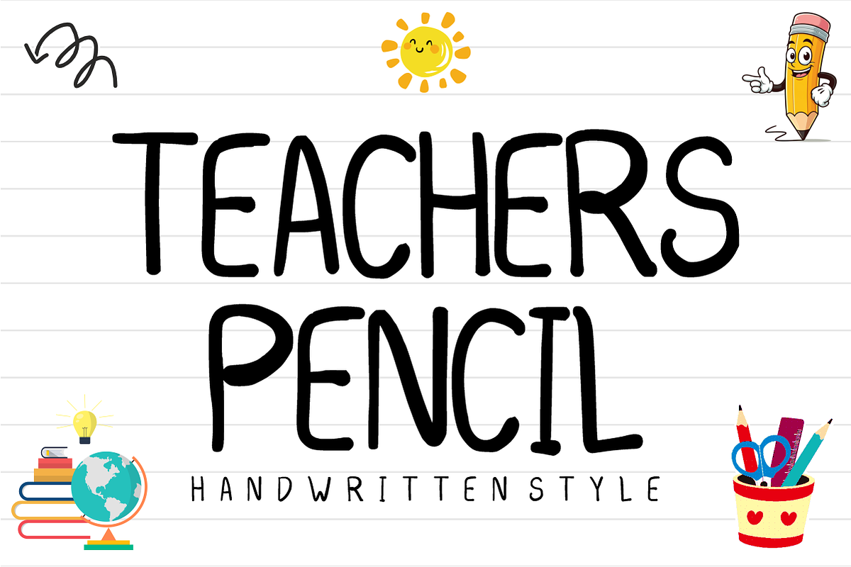 Teachers Pencil - Handwritten Font, a Handwritten Font by KiddoGlyphs Studio (Photo 1 of 5)