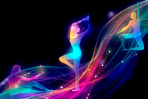 Luminescent bodies weaving cosmic energy, a Decorative Illustration by DanFLCreativo