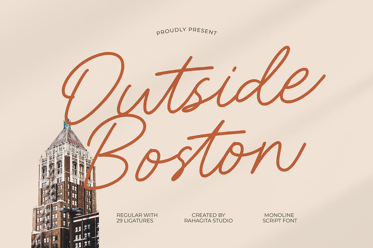 Outside Boston, a Script Font by Rahagita Studio (Photo 1 of 12)