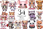 Animals and Roses PNG Clipart Floral, an Animal Illustration by KennedyStudio (Thumbnail 1 of 5)