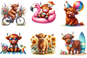 Summer Highland Cow Clipart, a Seasonal Illustration by DreamArtGraphic (Thumbnail 3 of 4)
