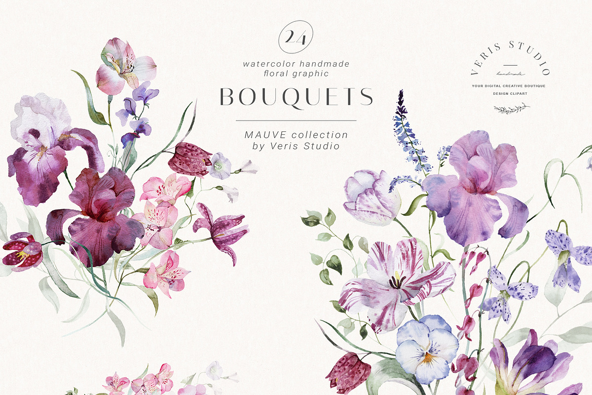 Mauve - Iris Floral Flower Design, a Decorative Illustration by Veris Studio (Photo 3 of 17)