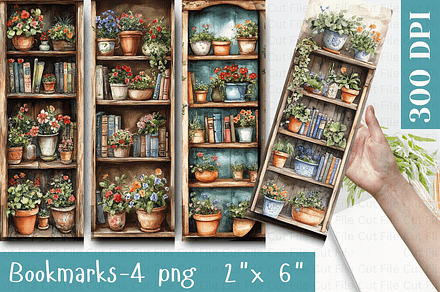 Vintage Book Shelf Bookmark Sublimat