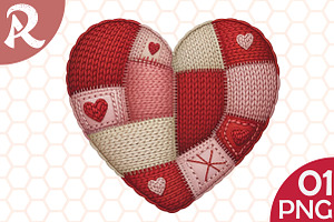 Faux Yarn Valentine Patchwork Heart, an Illustration by RobertsArt