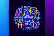 Scuba Diving Neon Vector Icons, an Outline Icon by Anna_leni (Thumbnail 5 of 9)