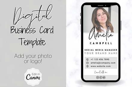 Digital Business Card Template, a Business Card Template by Templatables
