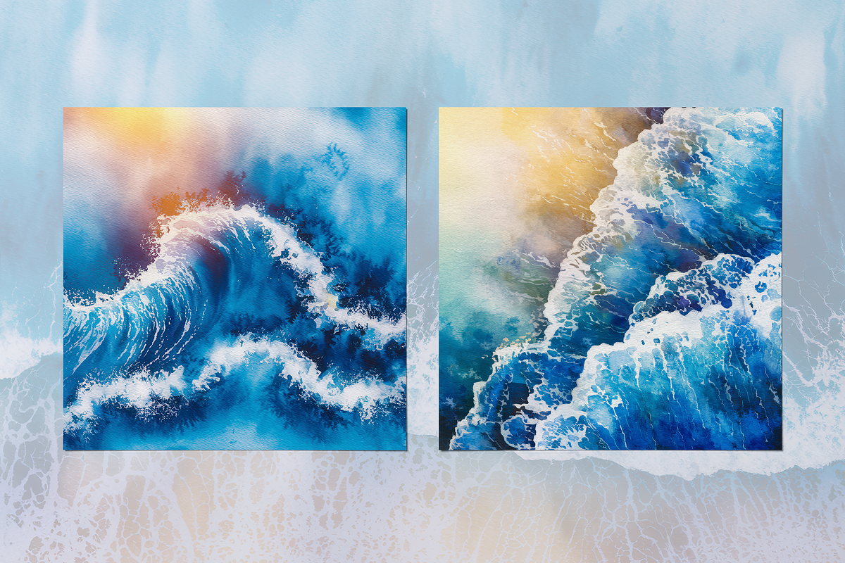 Watercolor Ocean Textures, a Background Graphic by Curve Design (Photo 5 of 12)
