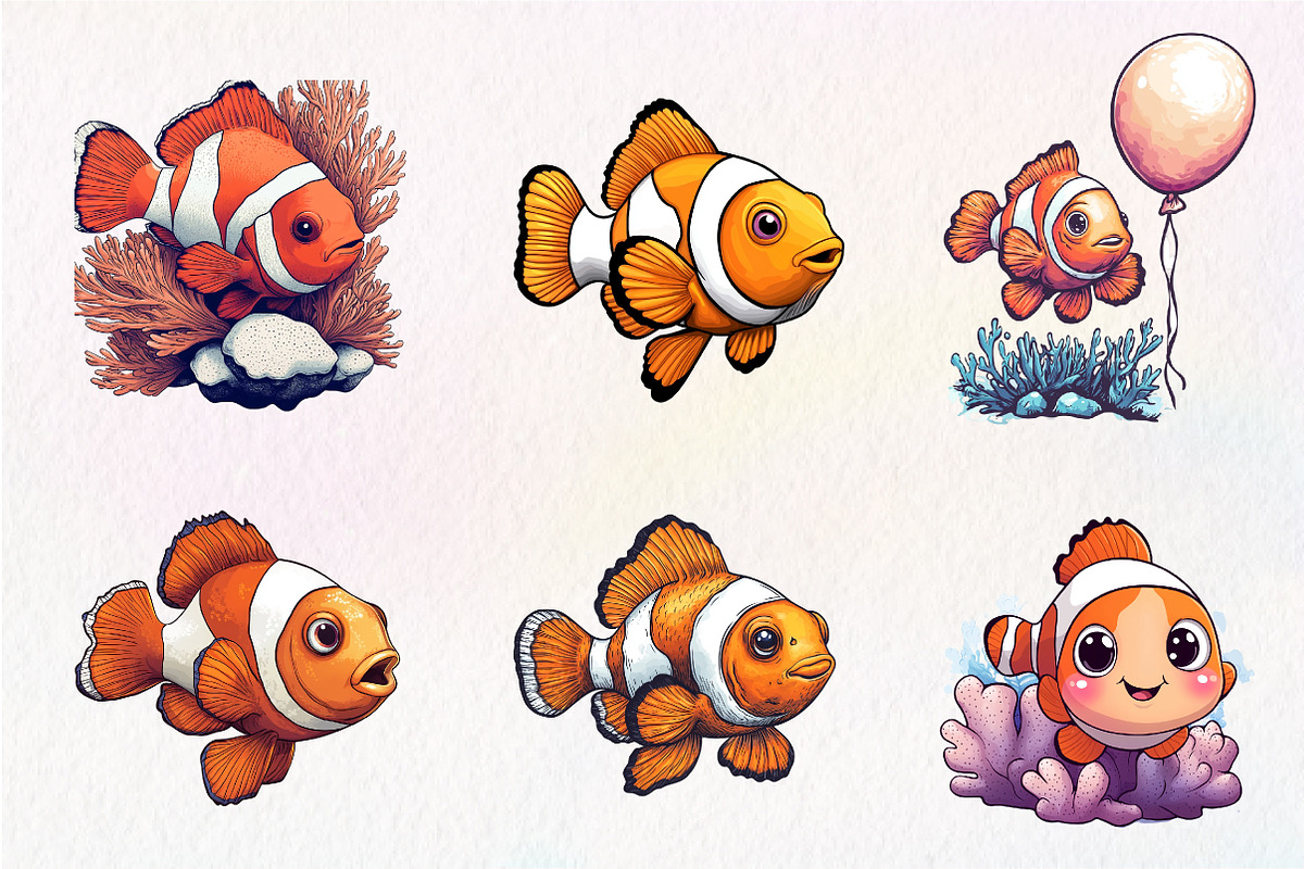Cute Clownfish Clipart, an Illustration by CreationArt (Photo 5 of 9)