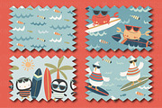 Silly Surfers clipart & paper set, an Illustration by Poppymoondesign (Thumbnail 4 of 5)
