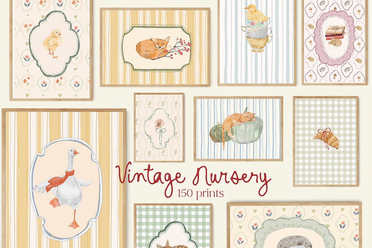 Cottage Core Nursery Wall Art Prints, a Background Graphic by Artemsky (Photo 1 of 12)