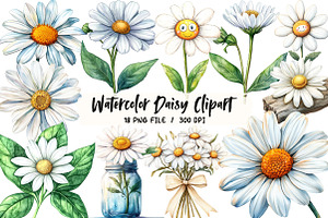 Watercolor Daisy Clipart, an Illustration by Libby Wishes