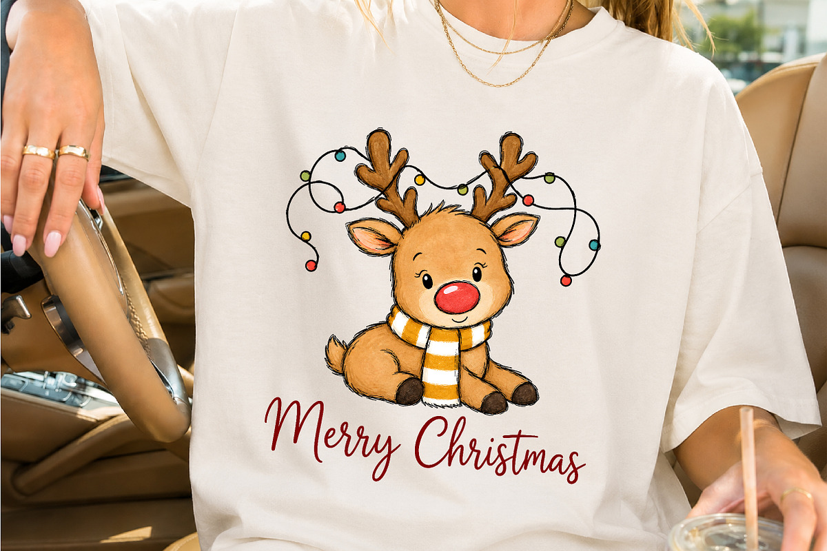 Cute Baby Reindeer Merry Christmas, a Seasonal Illustration by Creative Art (Photo 2 of 3)