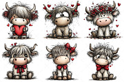 Highland Cow Valentine Clipart Png, an Illustration by Craft Nest (Thumbnail 11 of 11)