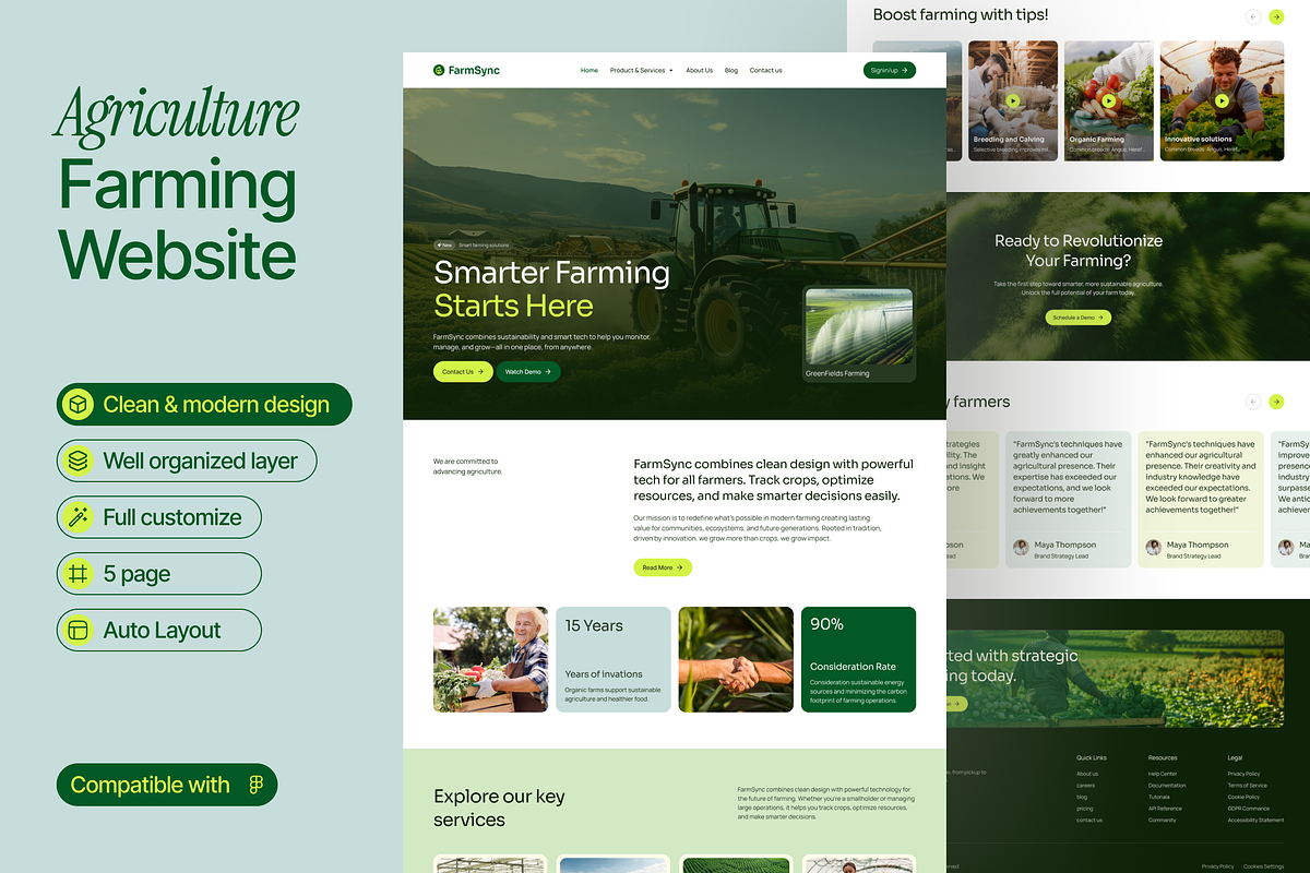 Agriculture Website Design, an UI Kit Template by Ahmed Rubel (Photo 1 of 4)