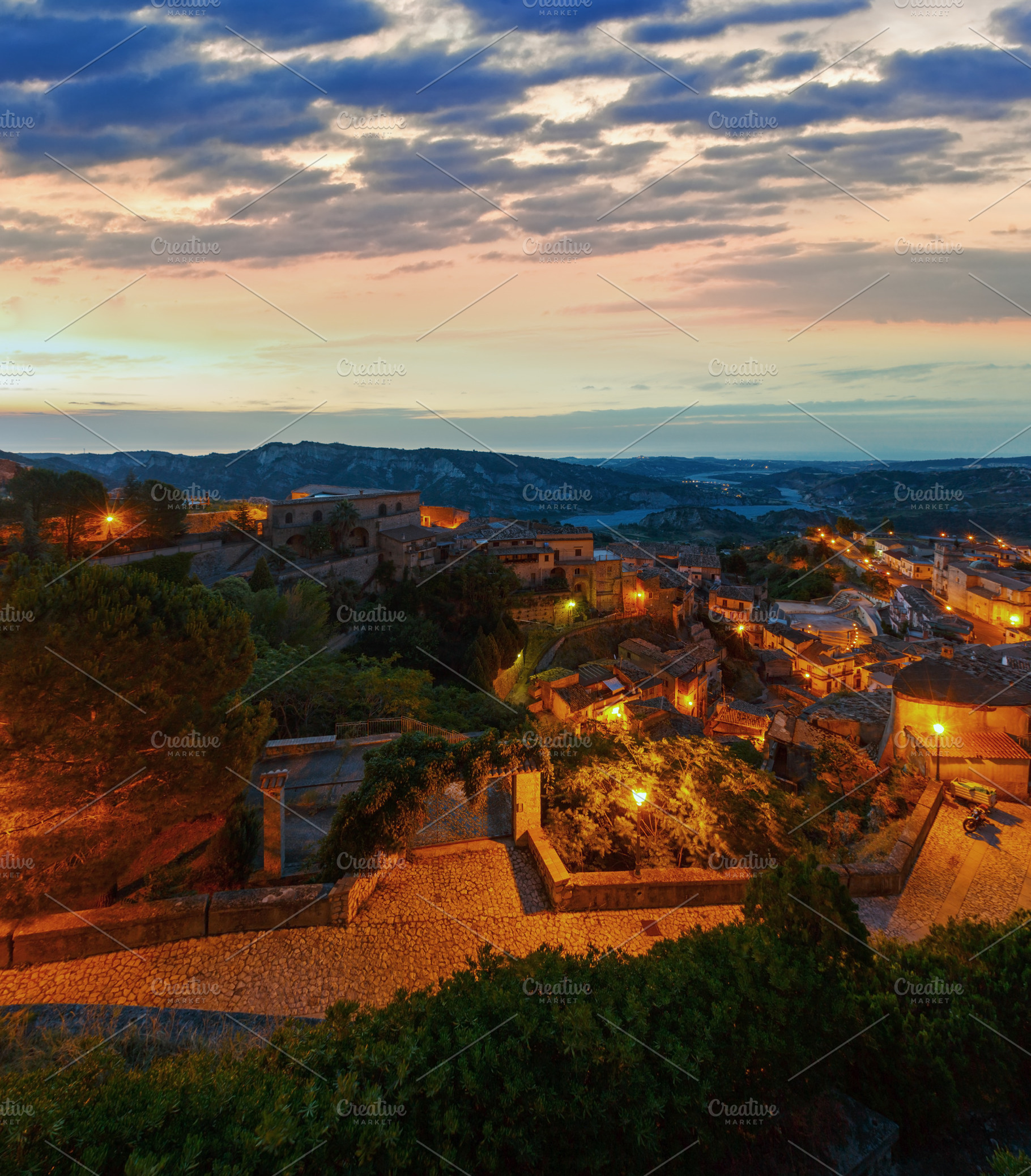 Night Stilo village, Calabria, Italy., a Nature Photo by YuriyB