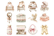 Watercolor Baby Birl Clothesline Cli, a Seasonal Illustration by Design Market (Thumbnail 2 of 6)