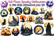 Full Moon Spooky Halloween Clipart S, an Illustration by Sublimation Artist (Thumbnail 1 of 6)