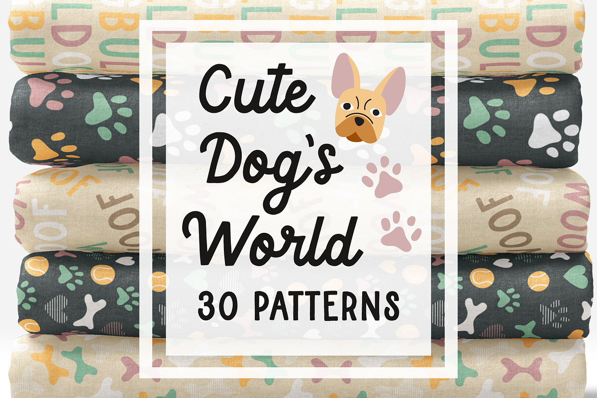 Cute puppy dog pattern bundle, a Pattern Graphic by RevolutionizZed (Photo 1 of 17)