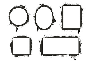 Grunge ink spray frame set, an Illustration by Tati_Kli
