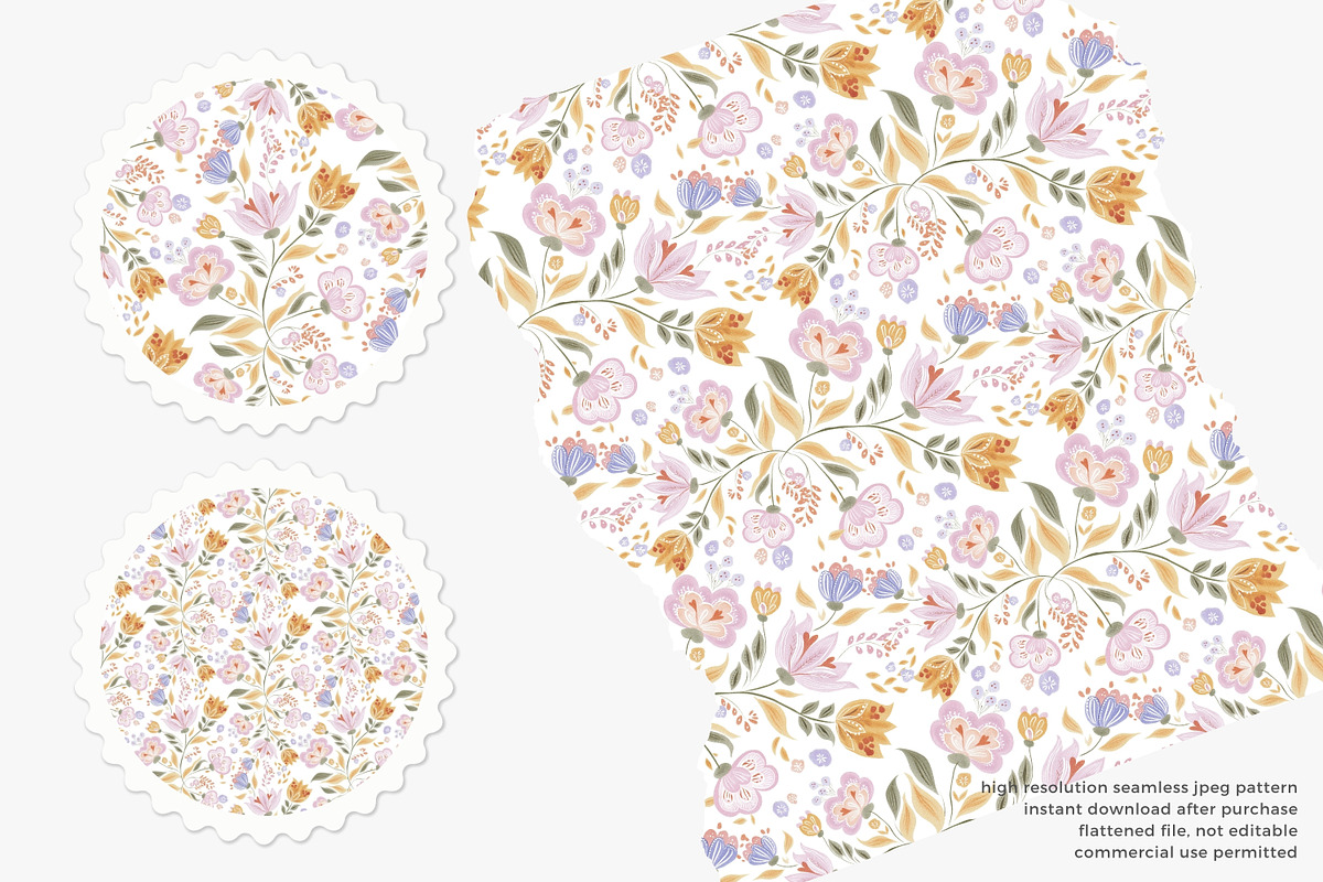 Whimsical folk seamless pattern, a Pattern Graphic by Pink Studio Art (Photo 2 of 4)